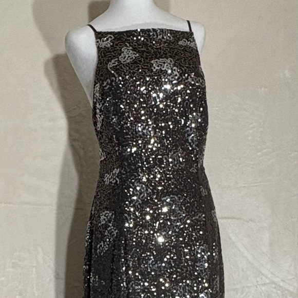 City Triangles Black Formal Evening Gown sz 13 Sequins Asymmetric Hem Backless - Picture 2 of 14